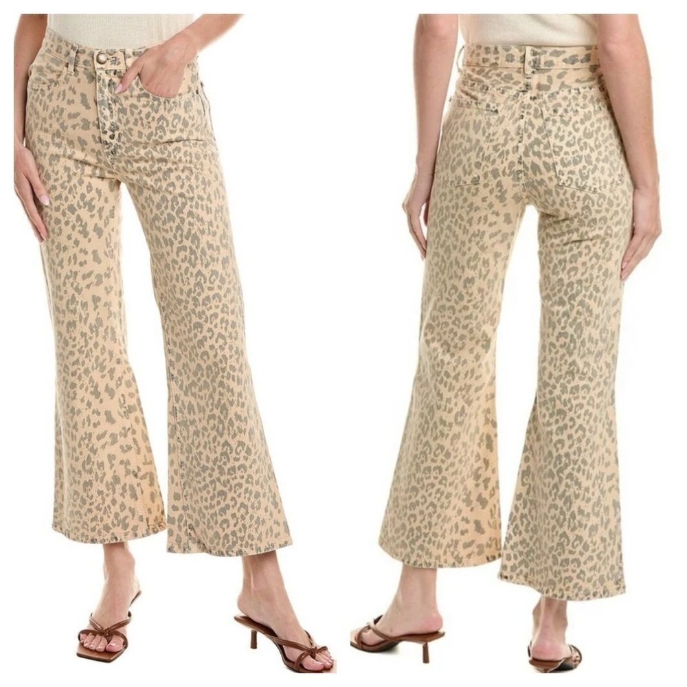 THE GREAT womens The Kick Bell Vintage Leopard Jeans size 24 made in USA